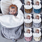 Baby Sleeping Bag Infant Winter Warm Thickening Plus Velvet Knit Warm Sleeping Bag Wool Stroller Sleeping Bag