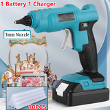130W DIY Electric Glue Gun for Makita 18V / 21V Battery DIY Hot Melt Welding Hot Air Gun with11mm Sticks 1 battery + 1 charger