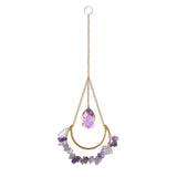 Crystal Sun Catchers Wind Chime Prisms Natural Stone Rainbow Chaser Moon for Garden Hanging Pendant Car Lamp Home Decor Gift