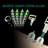 24 Cupping Set Chinese Medical Jar Biomagnetic Massage Body Relax Therapy Cupping Body Massager Cups Pull Out Vacuum Apparatus