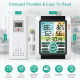 Indoor Outdoor Thermometer Wireless Digital Hygrometer Temperature Gauge With Time, Temperature Humidity Sensor