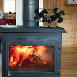 8 Blades Fireplace Fan Double Heads Motor Heat Powered Wood Stove Burner Black Anodized Aluminum Stove Fan