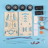 DIY RC Car Toys Assembly Wooden Building Vehicle Toys Racing Car Toy Scientific Experiment Model Kits Gift for Kids