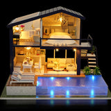 CUTEBEE DIY Dollhouse Wooden Doll Houses Miniature Doll House Furniture Kit Casa Music Led Toys for Children Birthday Gift A68A