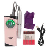 Nail Drill Machine 30000RPM High Speed USB Rechargeable Electric Nail Polishing Machine with 6 Bits for Nail Art Manicure Salon