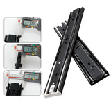 Metal Black buffer mute drawer slide track soft close drawer guide rail Three-Section Cabinet Slides Furniture Hardware