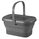 1 Piece Portable Outdoor Travel Beach Folding Bucket Picnic Camping Box Food Fruit Water Container White + Grey