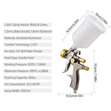 LVLP 1.8mm Air Spray Gun 600cc Fluid Cup Gravity Feed Air Paint Sprayer 360-degree Paint Spraying Gun for Car Repair Furniture