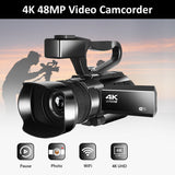 4K Ultra HD 48MP Camcorder Video Camera Wifi APP Control 3.0 inch for YouTube Live Streaming 30X Digital Zoom IR Night Vision