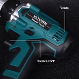 XLTOWN 16.8/21V electric screwdriver With 2 battery home cordless electric screwdriver hand drill lithium battery power tools