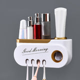 Hanging Toothbrush Holder Automatic Toothpaste Squeezer Dispenser Makeup Storage Rack Bathroom Accessories