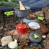 Portable Camping Tableware Cooking Set Outdoor Cookware Pan Pot Bowl Spoon Fork Utensils For Hiking Picnic Travel Wild Campismo