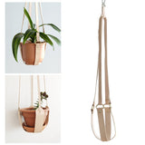 Garden Home Portable Plant Hanger Patio Faux Leather Hanging Basket Flexible Indoor Outdoor Adjustable Length Wall Decoration
