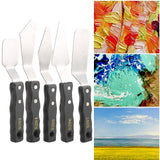 5pc Lettering Pen Palette Knives Kit Spatula Black Wood Handle Stainless Steel Oil Painting Scrape Acrylic Paint Artist Knife