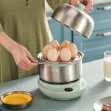 220V Mini 2 Layers Electric Egg Food Steamer 26mm Depth Frying Pan Stainless Steel Steamers Breakfast Maker