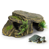 Turtle Reptile Habitat Hiding Caves Aquarium Fish Tank Amphibious Vivid Safe Shelters Basking Stone Aquarium Decor Ornaments