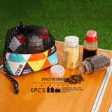 6pcs Seasoning Bottle Set Oil Can Pet Reusable Outdoor Camping Pepper Condiment Organizer With Storage Bag BBQ Cooking Portable