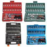 46pcs Car Bicycle Repair Tools Socket Ratchet Wrench Set Head Ratchet Pawl Socket Spanner Screwdriver Metalworking Tool Kit
