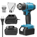 Cordless Handheld Hot Air Machine Lithium Rechargeable Heating Equipment Temperatures Adjustable Power Tool with 2 Nozzles