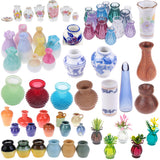 1/2/5/6pcs/lot Cute Vintage Porcelain Flowerpot Vase Jar 1:12 Scale Handcrafted Doll House Miniature Dollhouse Accessories