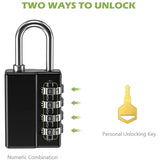 Combination Padlock, 4 Digit Combination Lock With Keys, Resettable Waterproof Gate Lock For Locker, Gym 4 Pack, 2 Keys