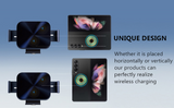 Wireless Car Charger Dual Coil Fast Charging Phone Holder for Galaxy Z Fold 3/2 S22 Ultra iPhone 13/12/11 Landscape Phone Mount