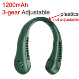 1800mAh Hanging Neck Fan USB Rechargeable Summer Cooling Fans Outdoor Sports Leafless Mute Sports Fans Wearable Neckband Fan