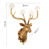 Modern Deer Head Glass Wall Lamps Sconce Resin Art Antlers Home Decor Wall Lights for Living Room Led Mirror Wall Light Fixtures