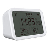 Tuya WiFi Temperature Humidity Light Detection Alarm Clock 4 In 1 Intelligent Sensors Household Temerature Humidity Sensors