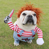 2021 NEW Dog Costumes Funny Clothes Chucky Style Funny Pet Clothes Dog Cosplay Costume Sets Novelty Clothing For Bulldog Pug