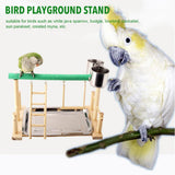 Parrot Play Perch Bird Parrot Play Training Stand Playground Wooden Perch Playpen Exercise PLaygym With Feeder Cup