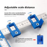 2023 Upgrade Drill Guide Punch Locator Installation Ruler Tool Hole Punch Jig Tool Center Drill Bit for Woodworking