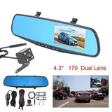 Car DVR Dash Camera 170 Degree Wide Angle Lens Video Recorder Rearview Mirror Dash Cam Front Cam Driving Recorder 1080 HD
