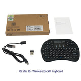 Rii i8+ 2.4G Russian Spanish Hebrew English Mini Wireless Keybaord with Backlight Touchpad for Smart Android BOX Tablet PC