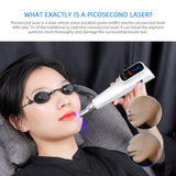 Touch Screen 9 Levels Picosecond Laser Pen Blue/Red Light Laser Therapy Body Dark Spot Scar Tattoo Remover USB Charge Wireless
