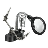 LED Light Soldering Iron Stand Holder Station Clamp Clip Helping Hands Magnifying Glass Magnifier Repair Power Tool Accessory