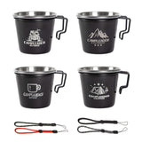 4pcs Mini Cups with Straps 70ml Stainless Steel Cups Camping Cup for Outdoor Camping Hiking Backpacking Traveling