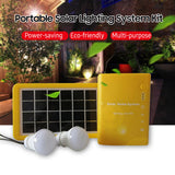 Solar Lighting System Waterproof 3W Solar Panel 1W LED Bulb 4in1 USB Cable 4Ah Controller with Phone Charging Port,Outdoor Lamps