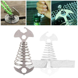 5Pcs Tent Stakes Awning Rope Tightener Fishbone Spring Deck Anchor Pegs for Hiking Outdoor