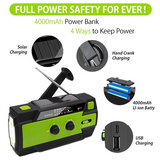 Multifunctional Radio Hand Crank Solar Crank Dynamo Powered AM/FM/WB Weather Radio with Led Lights 4000 MAh Power Bank SOS