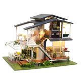CUTEBEE DIY Dollhouse Kit Wooden Doll House Miniature House Furniture Kit Casa Music Led Toys for Children Birthday Gift A68B