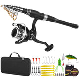 Fishing Rod and Reel Combo Carbon Fiber Telescopic Fishing Rod with Reel Combo Set Lures Jig Hooks Fishing Carrier Bag