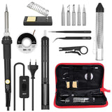 14 in 1 Soldering Iron 60W Adjustable Temperature Welding Soldering Iron with ON/OFF Switch 5pcs Soldering Tips Solder Sucker