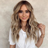 Wig women's mid-section gradient long curly hair wig head cover chemical fiber wig