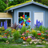 Iron Art For Garden Lawn Landscaping Gift Craft Windmill Yard Patio Wind Spinner Coloful Ground Stake Home Decor