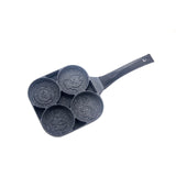 4-hole Omelet Pan Non-stick Burger Eggs Ham PanCake Maker Frying Pans Breakfast Grill wok Cooking Pot No Oil-smoke pan