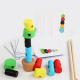 Kids Color Matching Logic Games Beaded Toys Wooden Cylinder Blocks Montessori Early Education Thinking Training Stacking Toy