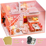 Cutebee DIY DollHouse Doll House Miniature Dollhouse Wooden Furniture Kit Toys for Children New Year Christmas Gift Case