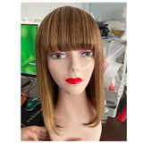 Wig female short hair Qi bangs mechanism real hair wig P4/27Human Hair Wig