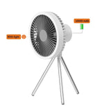 Portable Camping Fan Rechargeable Mini Fan USB Outdoor Camping Ceiling Fan With Led Light Tripod Stand Desktop Fan Gray/White